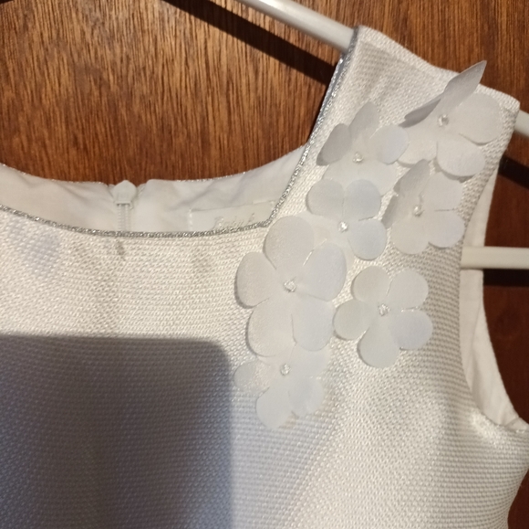 Size 5 Baby A white floral silver baptism christening gown party dress - Picture 4 of 16